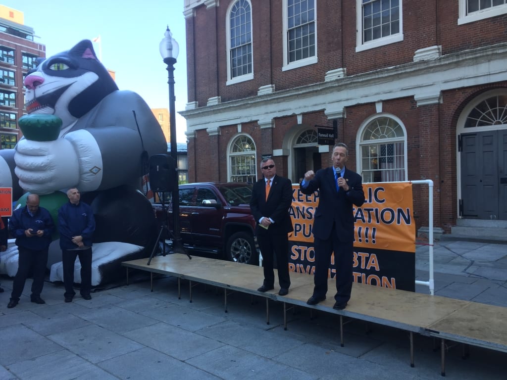 US Rep. Stephen Lynch (right) with MBTA Carmen's Union President James O'Brien.