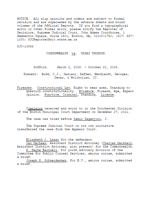 SJC upholds Mass. law restricting firearms for people under 21 1 October 22, 2026